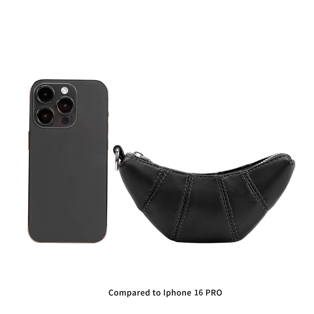 Melie Bianco – Porta-chaves - Mulher por atacado – Bolsa Mini Vegan Preta Croissant4