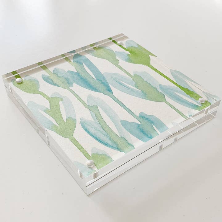 Acrylic Block Raining Hearts Painting for wholesale by Carrie Song Art