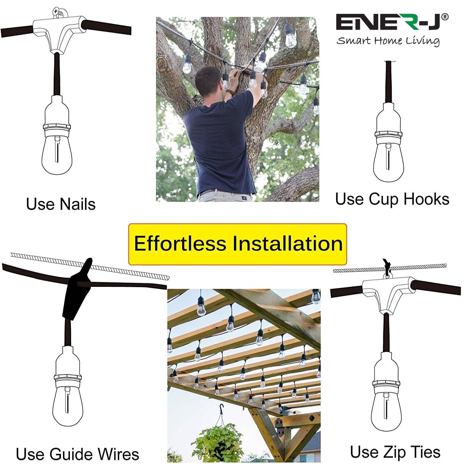 ENER-J - Vente Guirlandes lumineuses - Kit de guirlandes lumineuses à filament LED de 100 pieds13