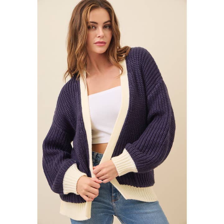 Maren Slouchy vest met open voorkant en contrast voor wholesale door omgstyles