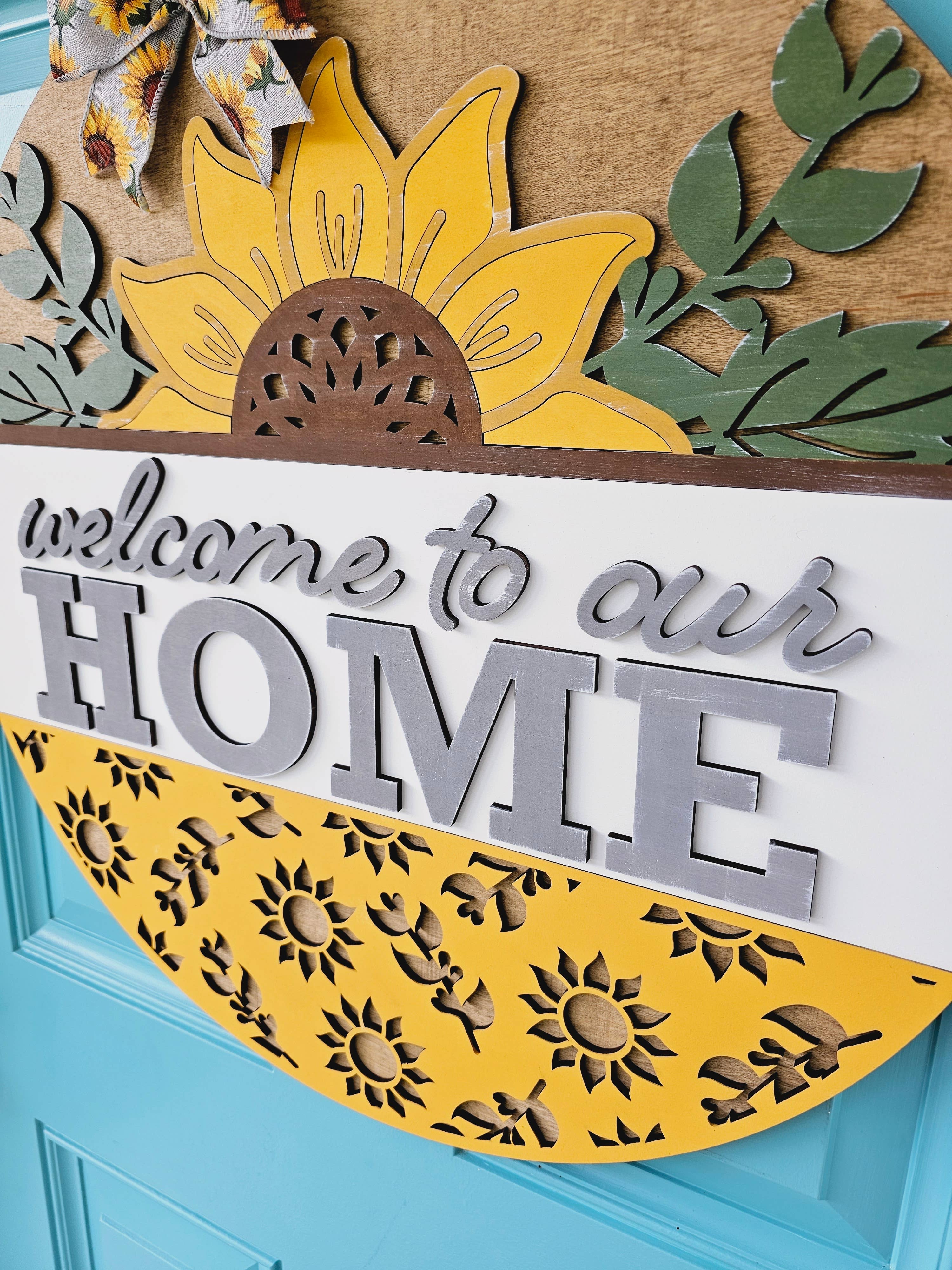 Teal Moon Creations - Wholesale DIY Craft Kit - DIY Welcome to Our Home Sunflower Door Hanger1