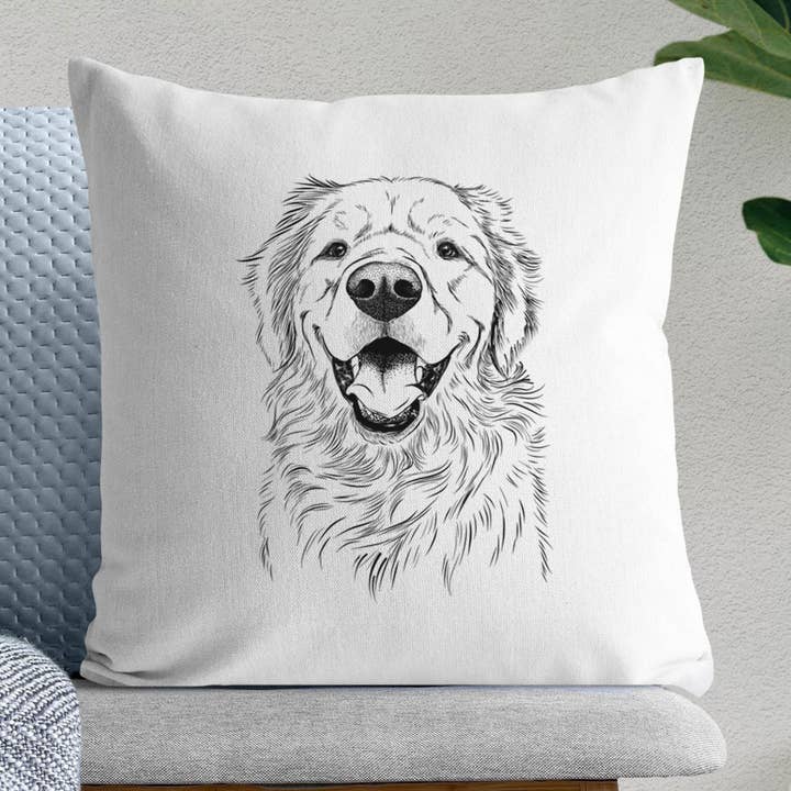 Housse de coussin Roger le Golden Retriever pour la vente par Inkopious