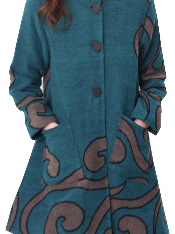 Blåblå/Grå Vendbar Frakke — Swirl Collection for engroshandel hos Winding River