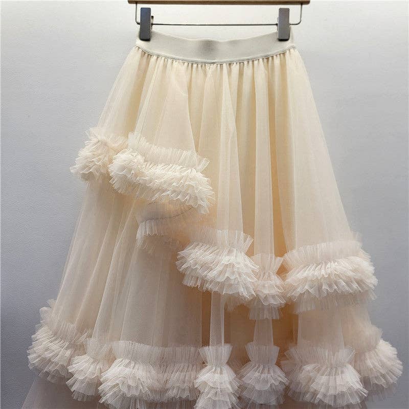 Sanyao Fashion – wholesale Skirt – Women’s – M171 Ruffled Mesh Layered Skirt – High Waist Cake Silhouette1