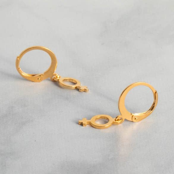 A Worthy Brand – brincos huggies por atacado – Brincos feministas - símbolo feminino Huggie Hoops0