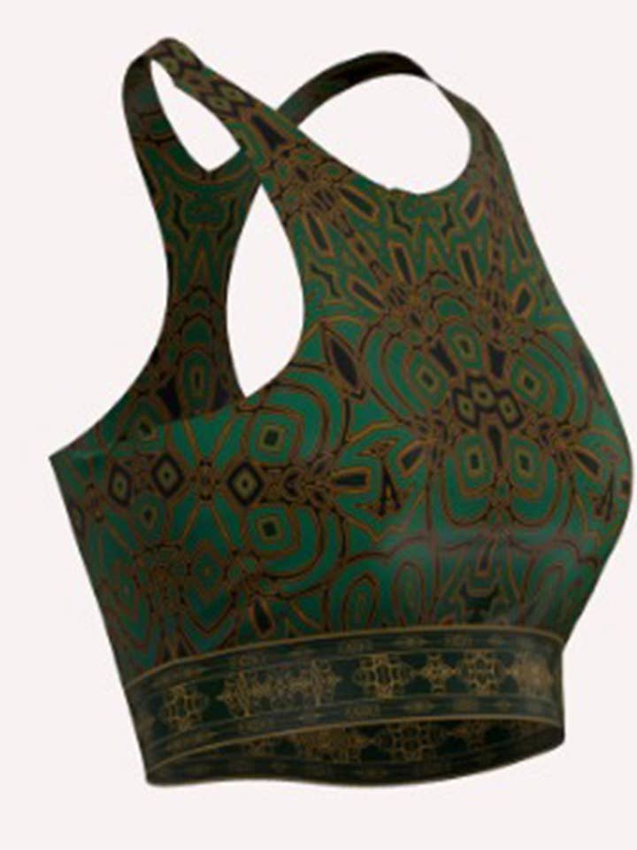 Jaisalmer Fort Dark Jade Printed Mandala Crossback top for wholesale by Miramaya