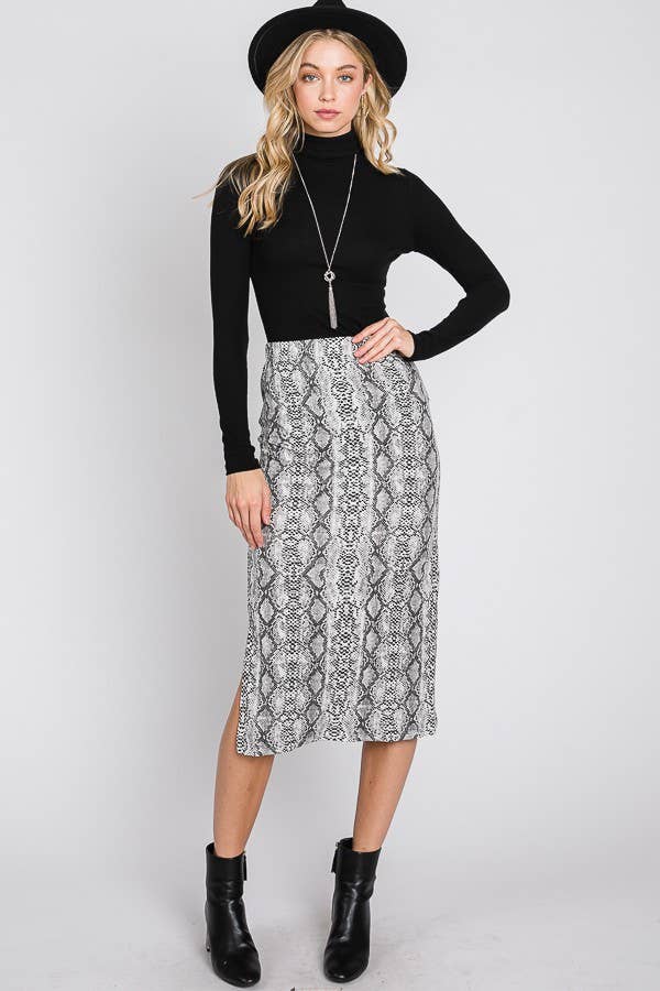 JADE BY JANE - Vendita all'ingrosso Gonna - Donna - GONNA MIDI CON STAMPA PITONE - KRS5015 (solo Plus)1