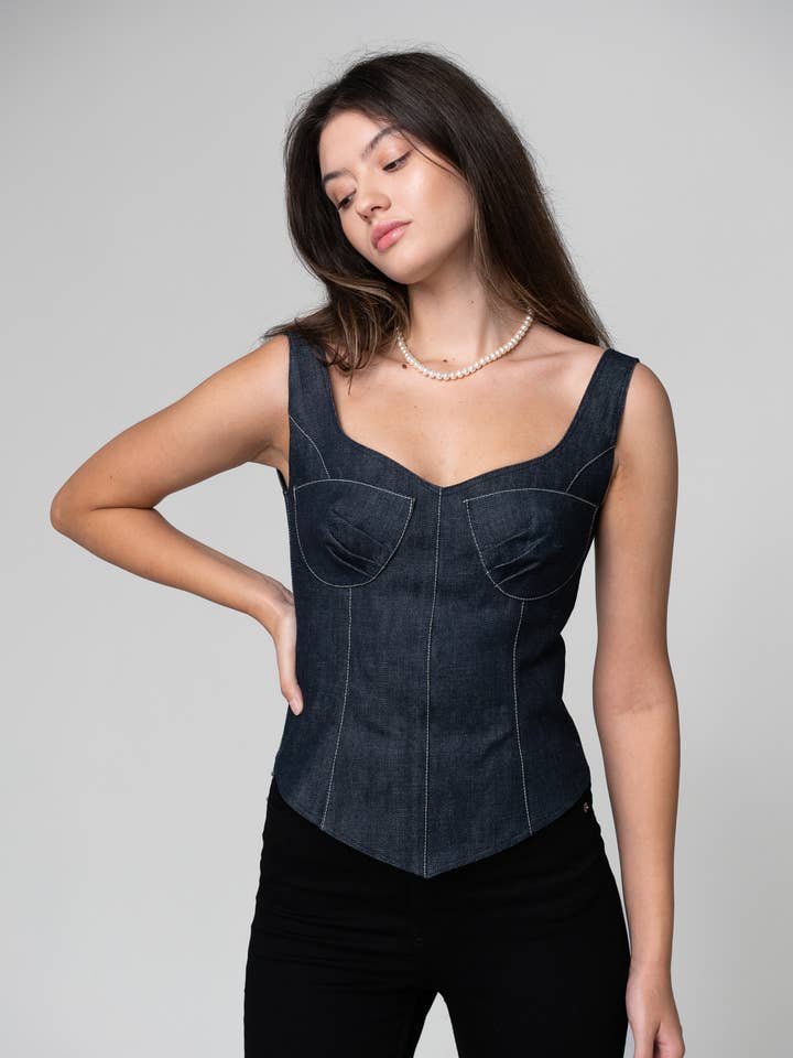 Denim corset for wholesale by FUTURE PLANET OF STYLE