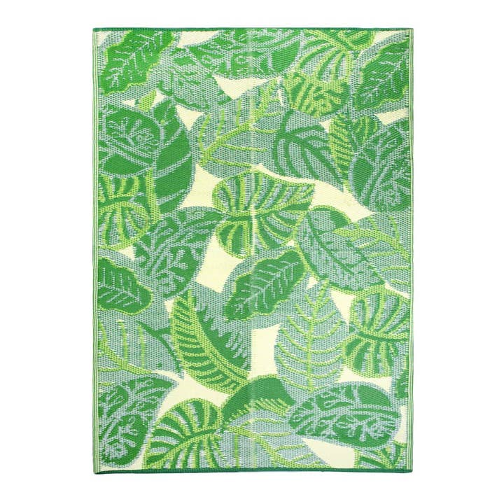 Talking Tables UK - Wholesale Area Rug - Green Tropical Palm Leaf Outdoor Rug
