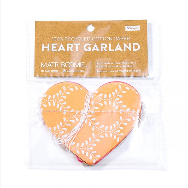 Matr Boomie Fair Trade - Wholesale Bunting/Garland - Hearts Recycled Paper Garland - Eco Friendly Tree Free Decor2