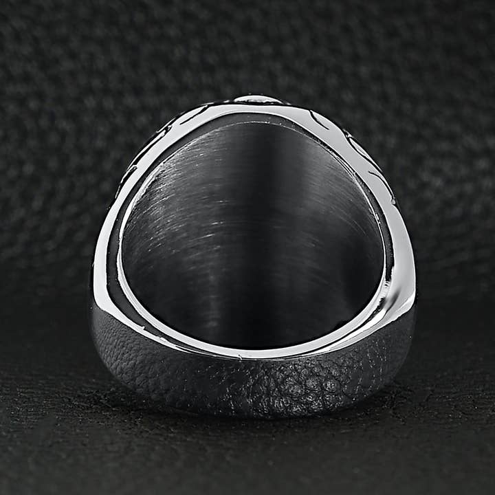 WJW - Vendita all'ingrosso Anelli cocktail/statement - Anello in acciaio inossidabile con teschio di zucchero con zirconia cubica rossa