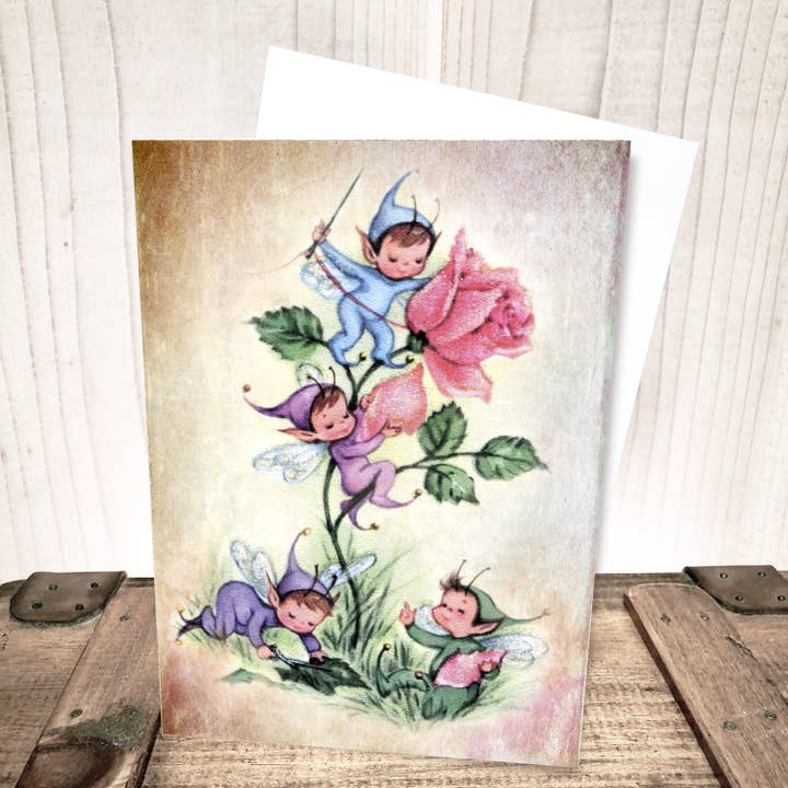 Little Fairy and Flower Blank Card for wholesale by Yesterday's Best