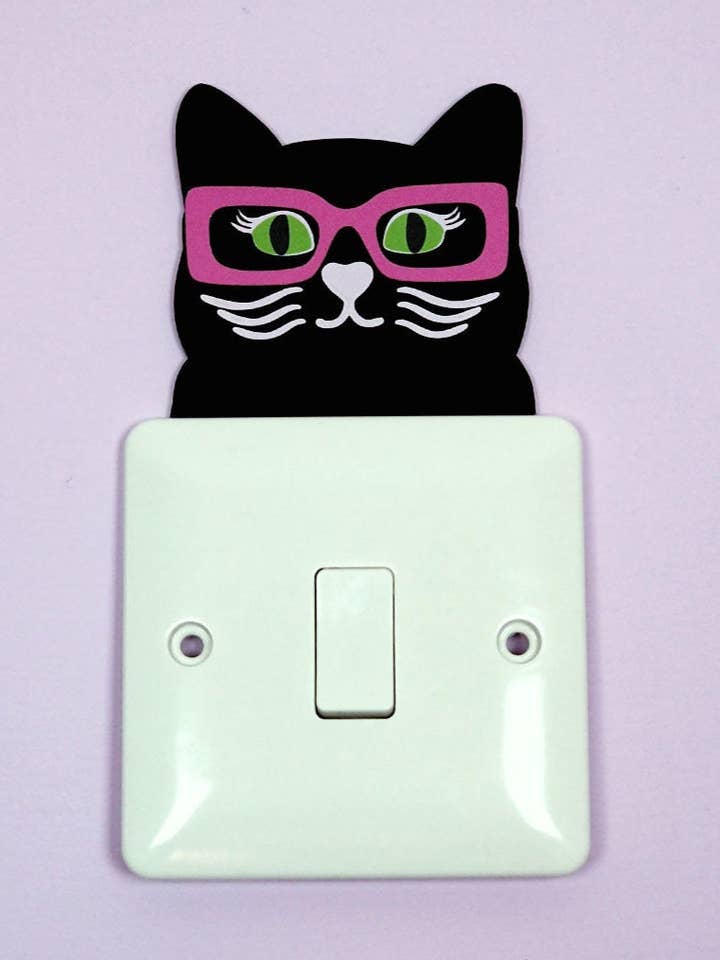 Topper de Interruptor de Luz Gato Funky - Negro para venta al por mayor de Printed Weird