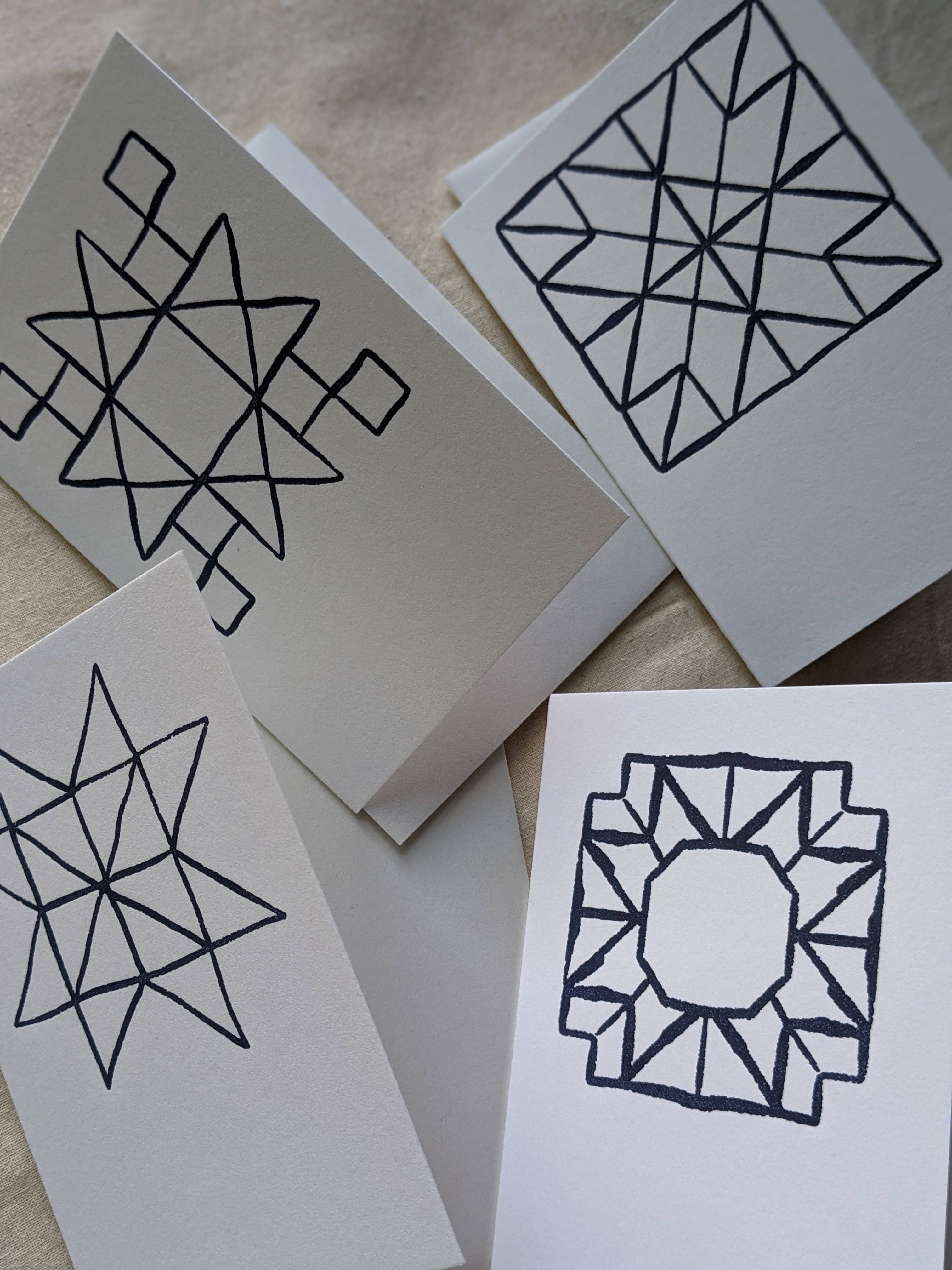 Beau Paper Co. - Wholesale Stationery/Notecard Set - Quilt Letterpress Coloring Cards – Set of 4 | A1 DIY Note Cards on Cotton Paper4