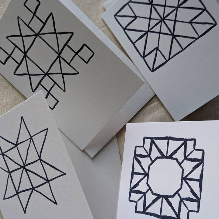Beau Paper Co. - Wholesale Stationery/Notecard Set - Quilt Letterpress Coloring Cards – Set of 4 | A1 DIY Note Cards on Cotton Paper4