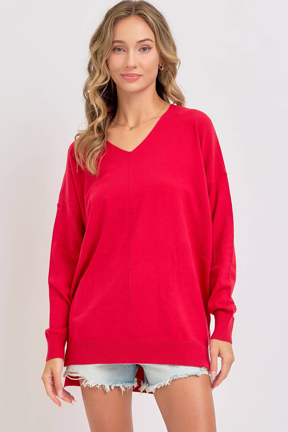 Sweet Lovely by Jen - Vendita all'ingrosso Top in maglia - Donna - Maglia morbida e confortevole casual con scollo a V39