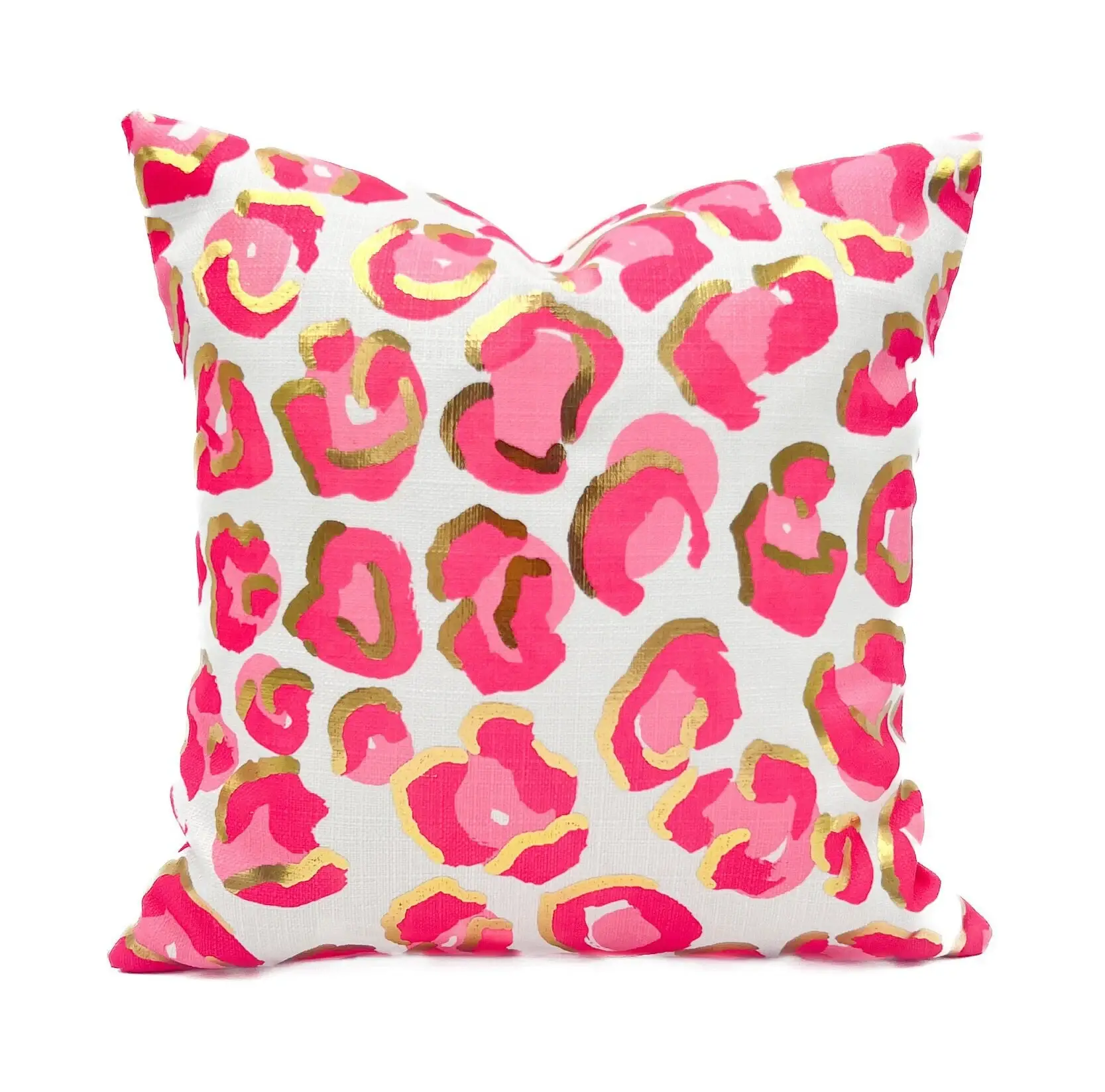 Rachel Brooks Design, LLC – wholesale Throw/decorative pillow – Gold Foil Fluorescent Pink Leopard Print Pillow 0
