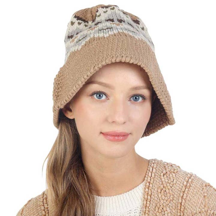 Madeline Love – wholesale Bucket Hat - Dam – Nordiskt mönster stickad hink hatt