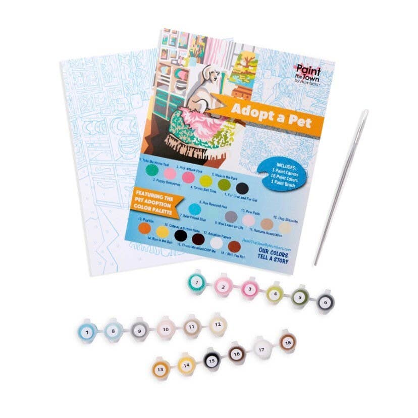 Paint the Town by Numbers - Wholesale DIY Craft Kit - Adopt a Pet Poodle Paint by Number Kit 8”x10”1