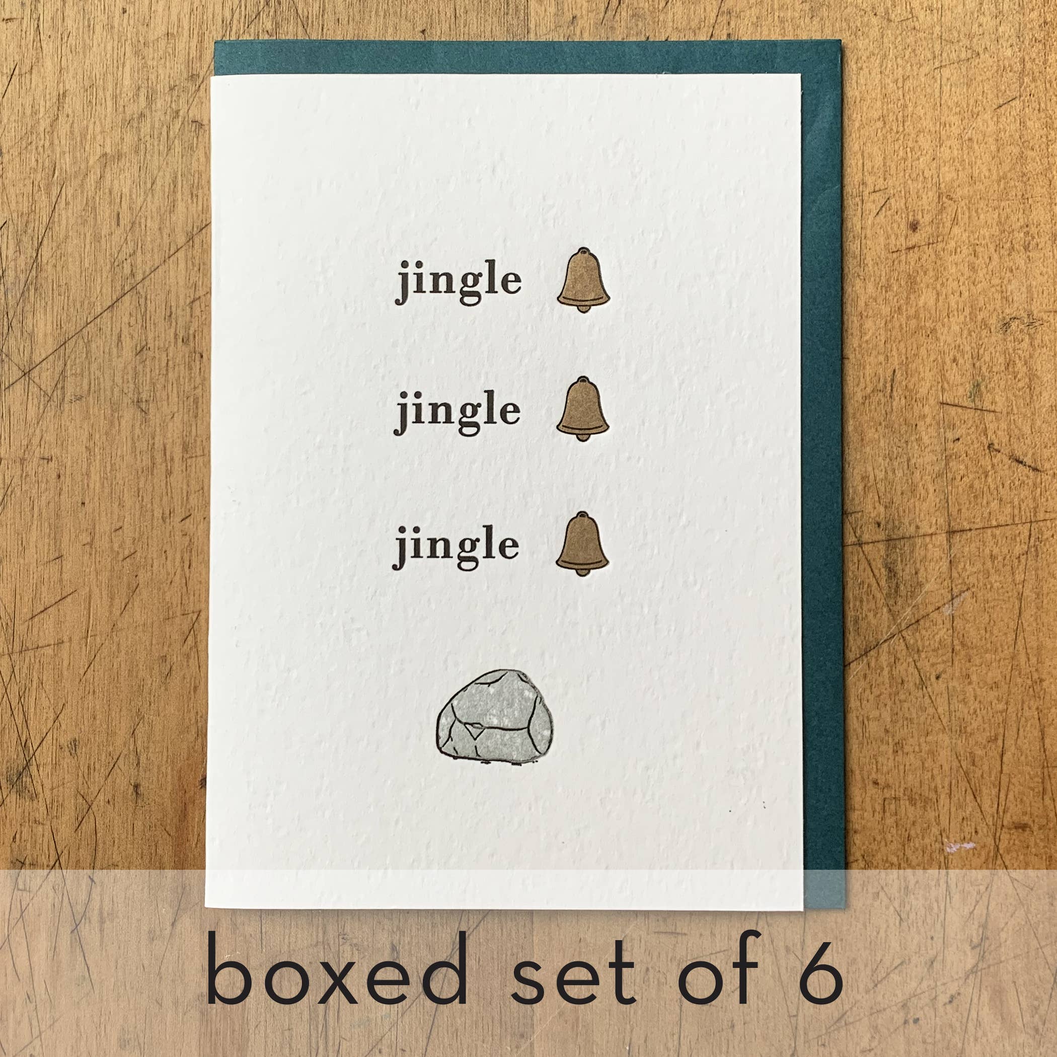Letterpress PDX - Wholesale Christmas Card - Jingle Bell Rock Holiday Greeting Card - Box of 60