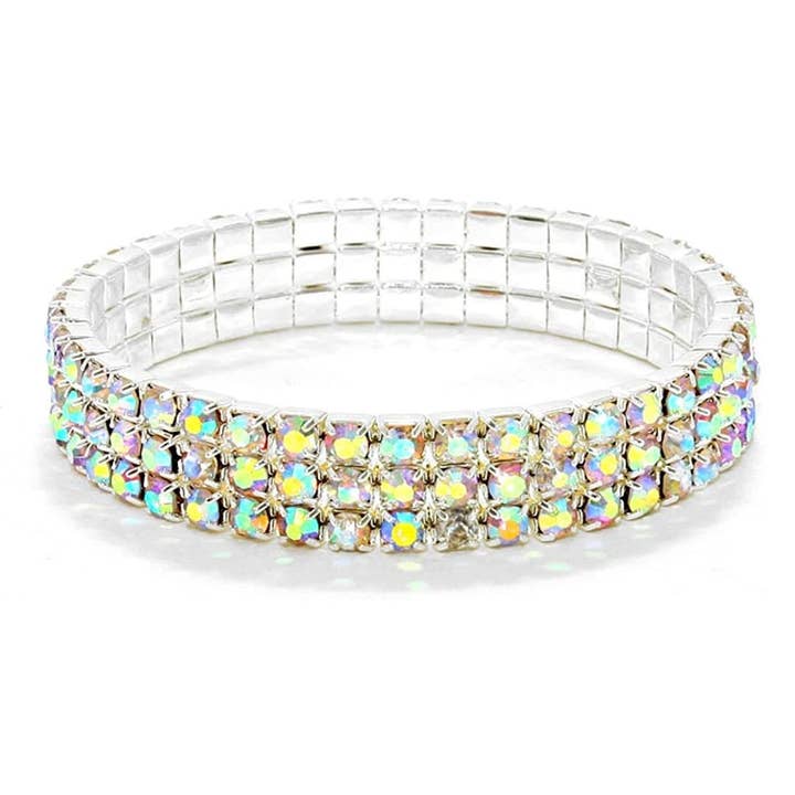 Diacly - Wholesale Tennis Bracelet - 3 Row Strand Line Stretch Rhinestone Bracelet3