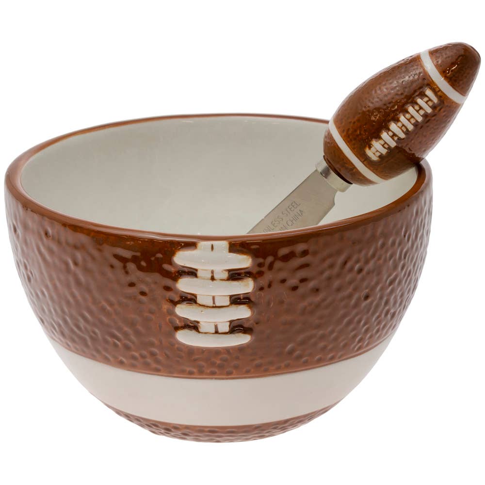 Boston International - Wholesale Bowl - Football Fever Ceramic Bowl & Spreader Set0