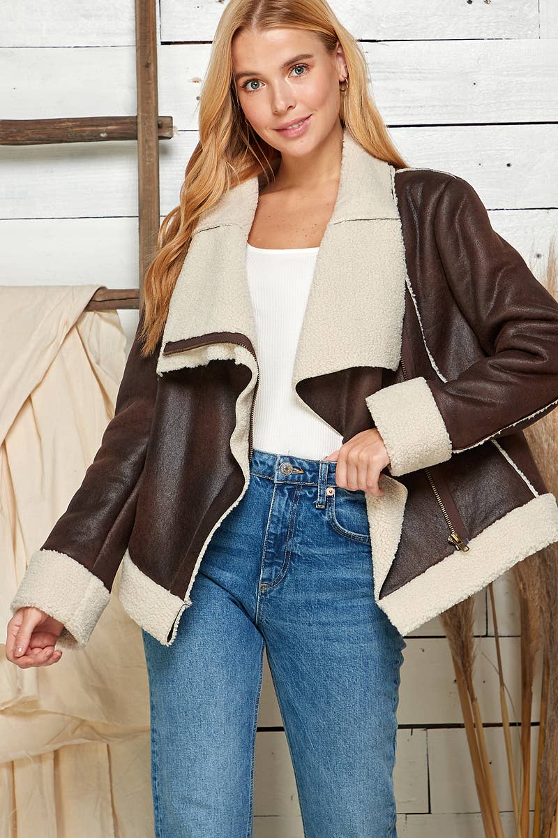 MARRÓN Chaqueta de cuero sintético Timberline de venta al por mayor en Faire4