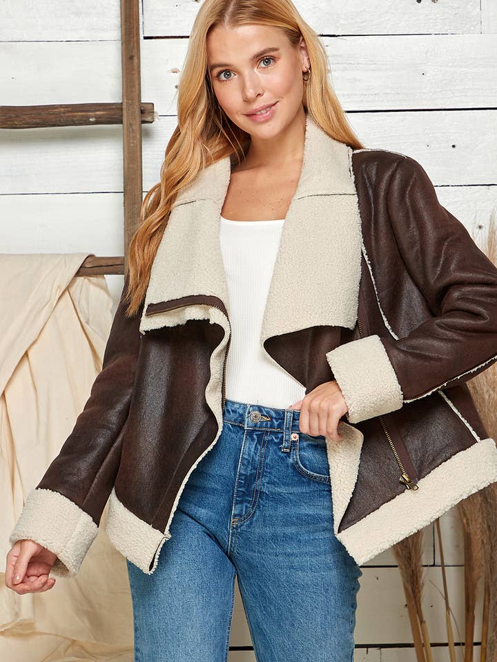 Timberline Faux Leather Jacket for wholesale by Sweet Lemon