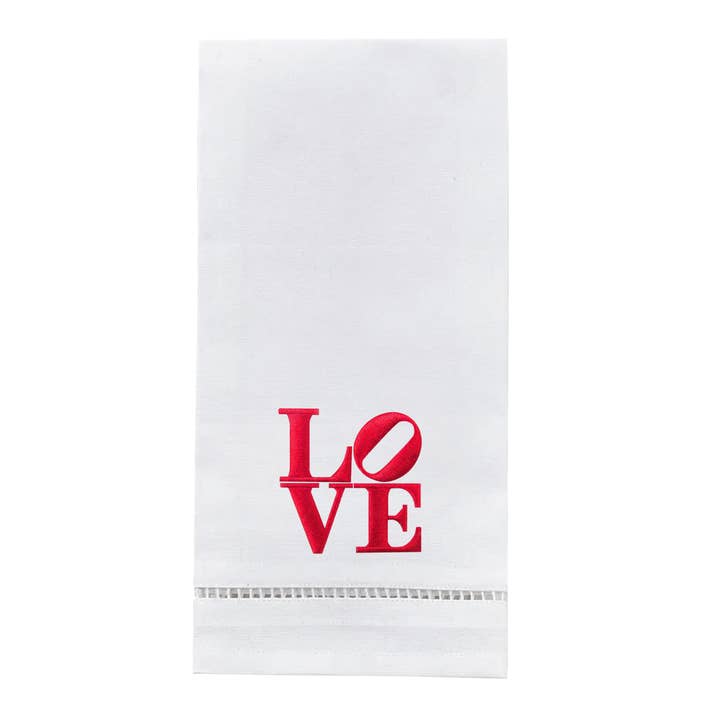 LOVE theedoek voor wholesale door Blythe Embroidery Co.