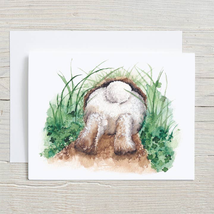 Biglietto stravagante dipinto a mano, Fondo di Coniglio, Cartoleria Primaverile per la vendita all'ingrosso da parte di Liz Pope Designs