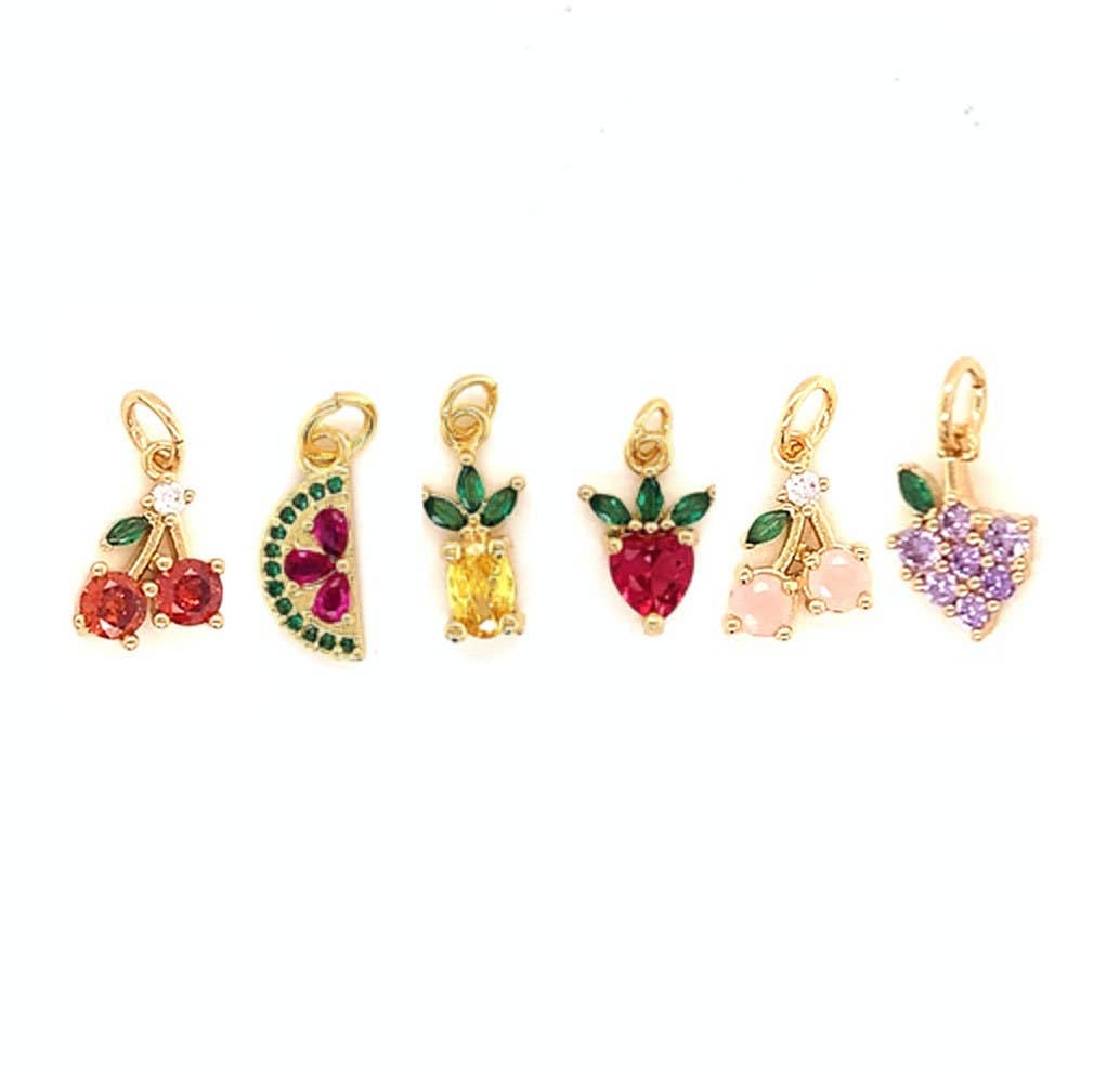 The Bead Bazaar - Wholesale Individual Charm/Pendant - Small Colorful Fruit Charms, Strawberry Charm, Tiny Pineappl0