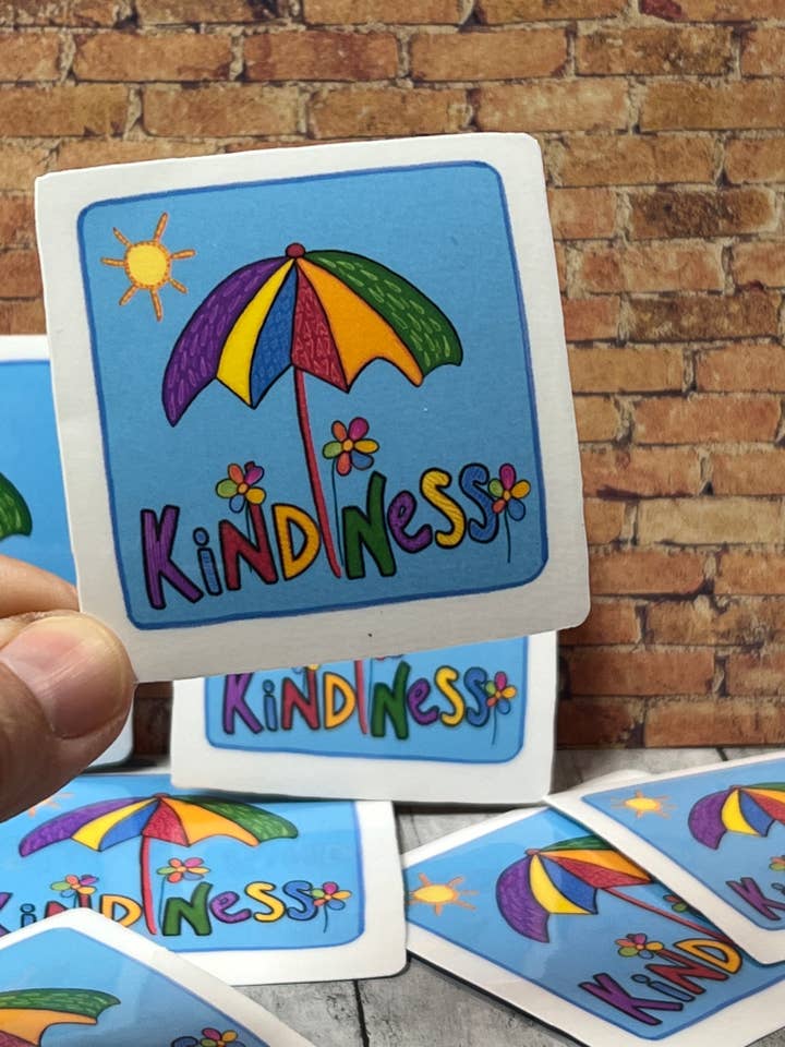 Kindness Vinyl Sticker Laminated Floral Flower Umbrella for wholesale by My Groovy Art Shop