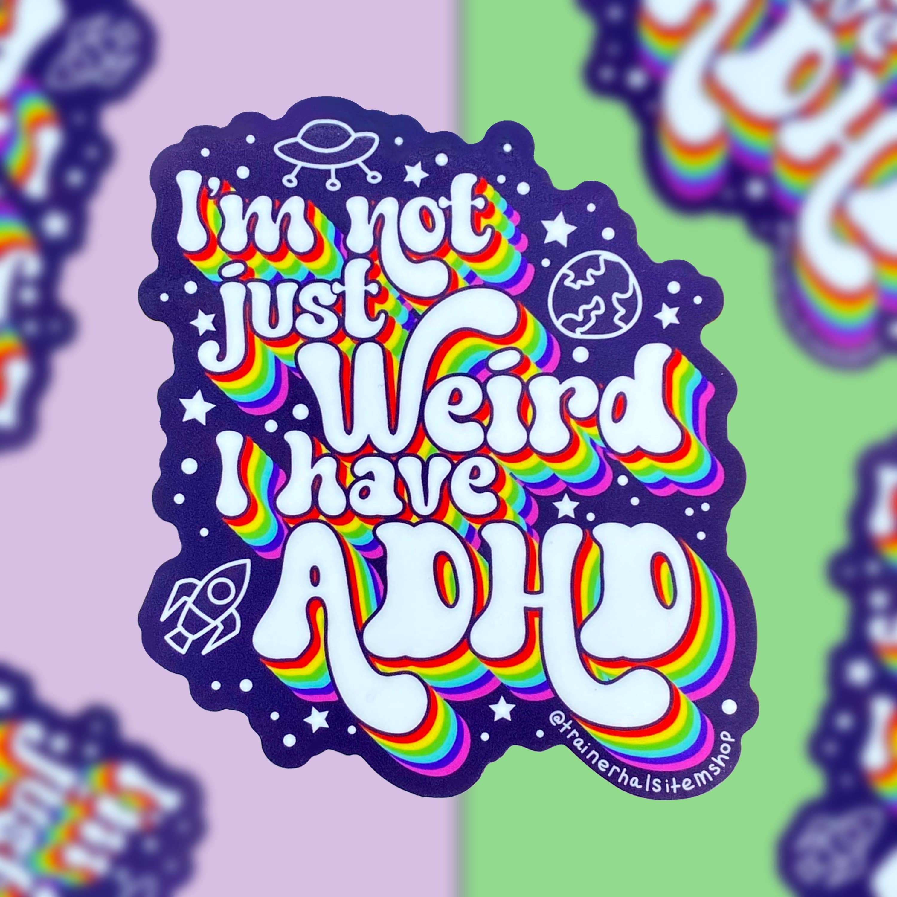 Trainer Hal’s Item Shop - Vente Autocollant - Autocollant Fierté TDAH | Sensibilisation Affirmative à la Neurodiversité2