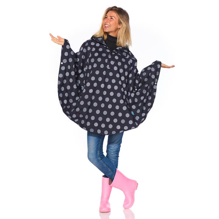 Happy Rainy Days – wholesale Regnrock - Dam – Dam Regn Poncho - Svart och Vit