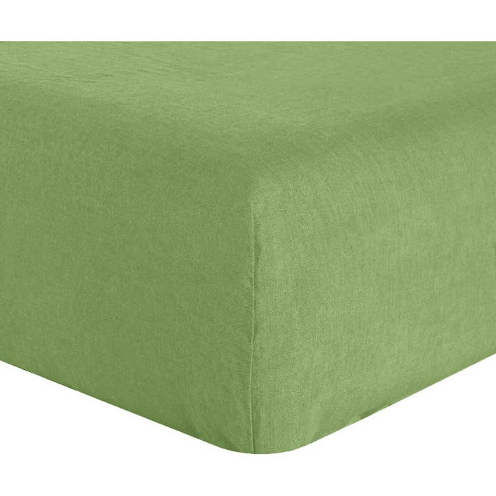 Fitted Sheet Pocket: 30 Washed Linen 160g Kiwi 140x190 for wholesale by BATON ROUGE