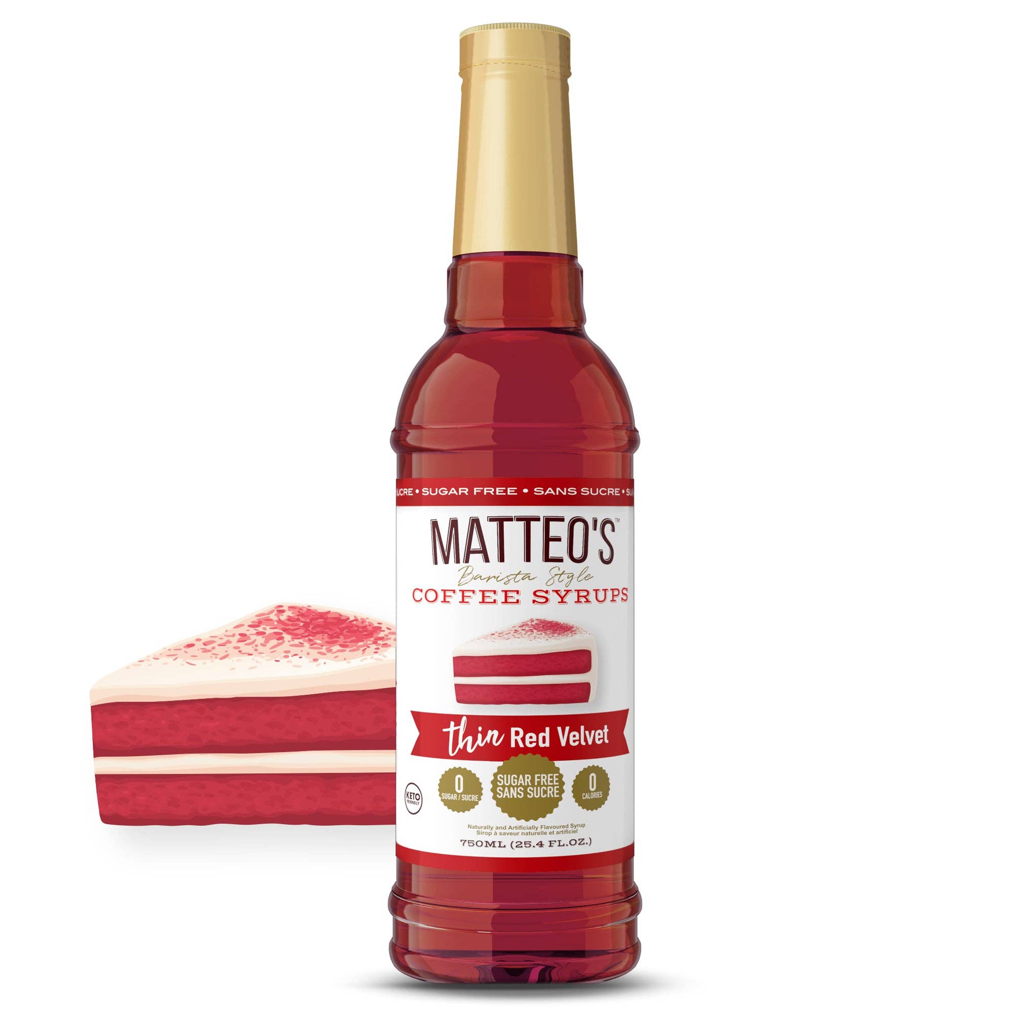 Matteo's - Vente Café glacé/infusion à froid - Sirop de café sans sucre Matteo's, Red Velvet, 0 calories, 0 sucre, compatible avec les céto0