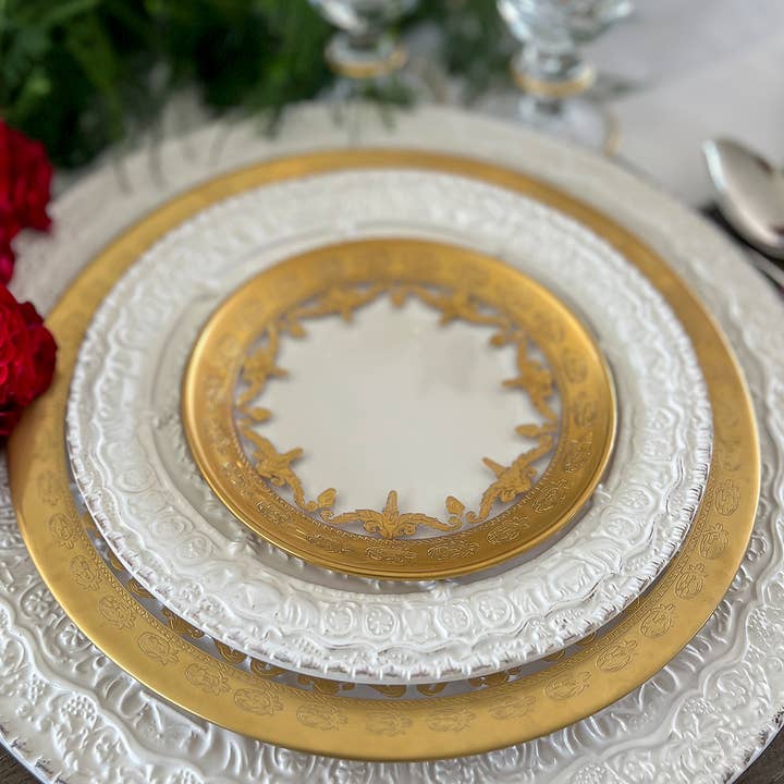 Arte Italica & Crown Linen Designs - Wholesale Appetizer Serveware - Vetro Gold Bread /Canapé Plate2
