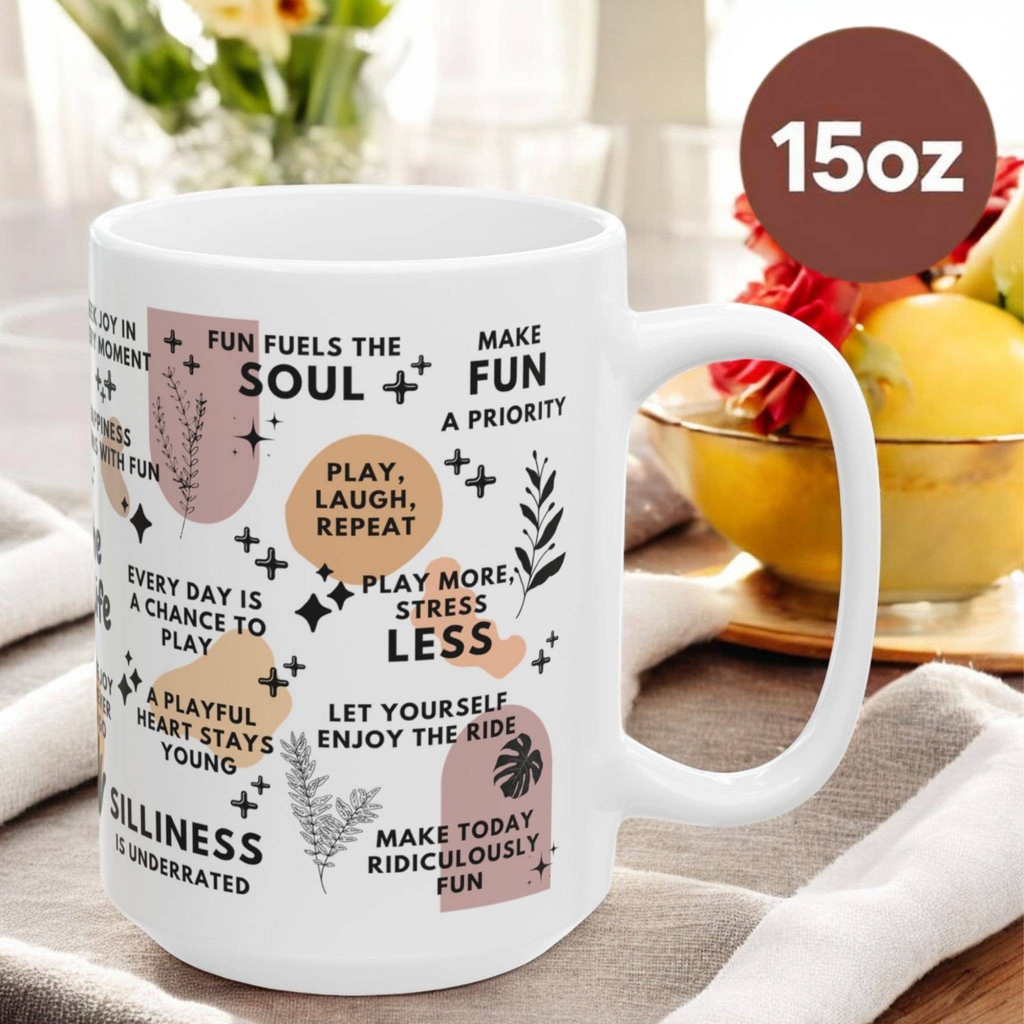 EMESLY - Wholesale Coffee Mug - Find the Fun in Life Motivational Coffee Mug Gift; 11oz/15oz5