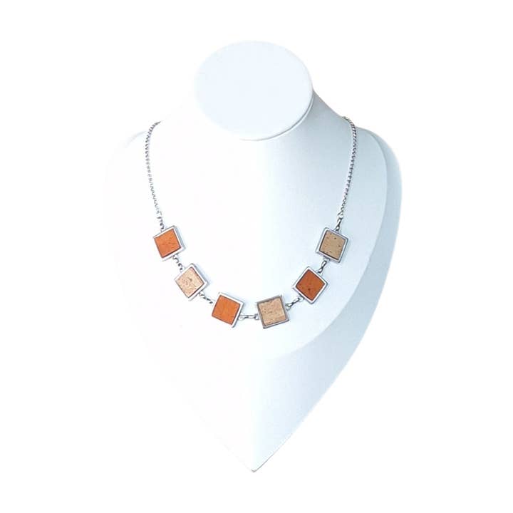 Atelier da Cortiça - Wholesale Pendant/Charm Necklace - Colar de aço inoxidável e cortiça quadrada23