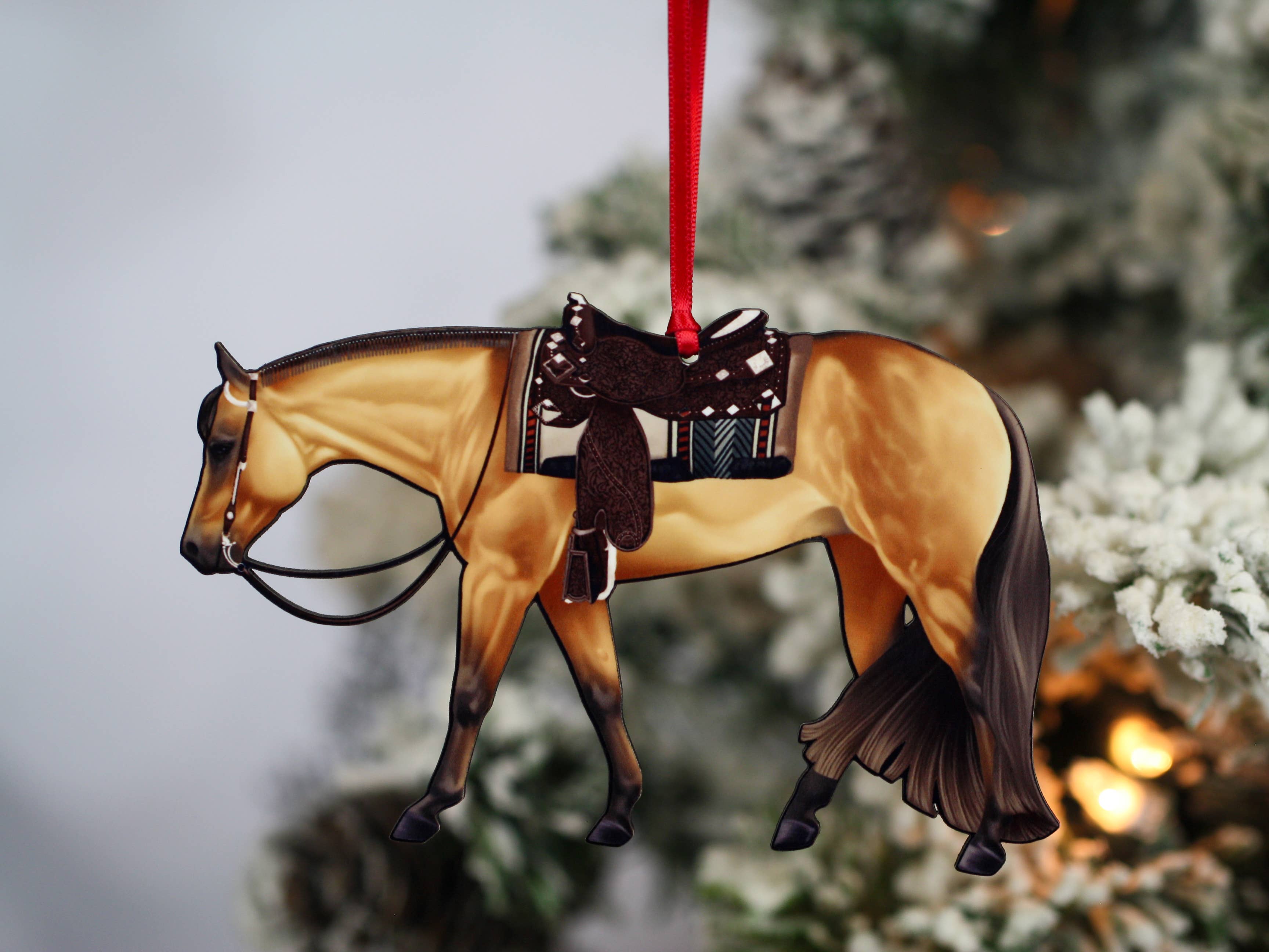 Classy Equine - Wholesale Ornament - Buckskin Western Pleasure Horse Ornament Quarter Horse Gift1