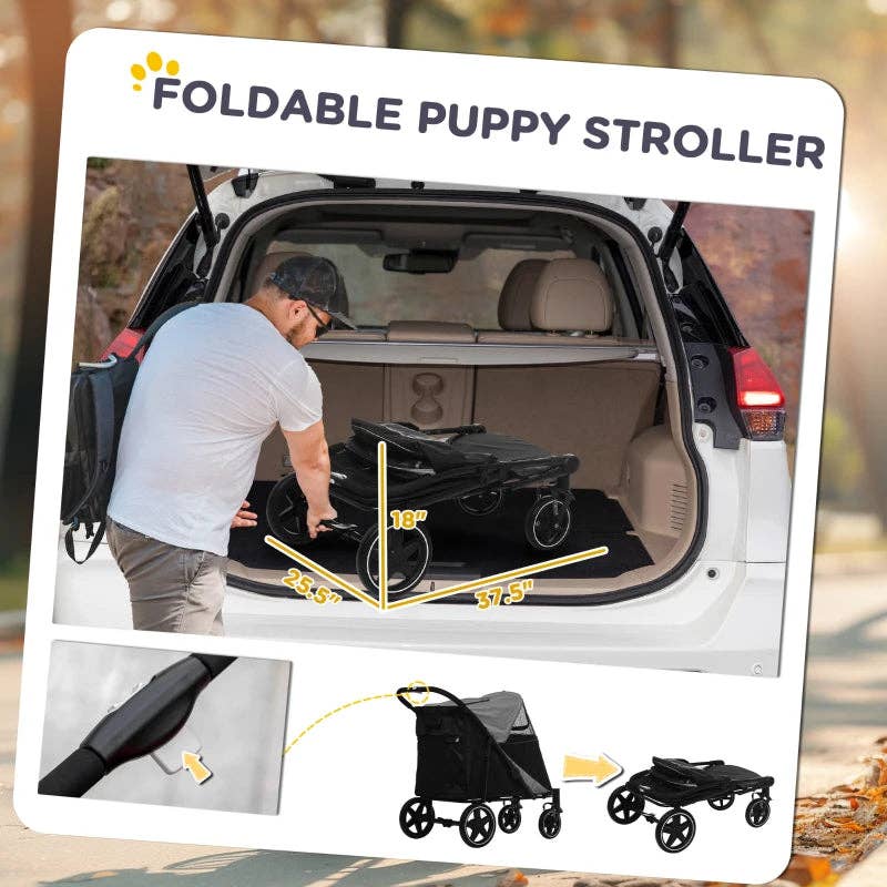 Furr-Baby Gifts - Wholesale Pet Carrier - Cat/Dog - One-Click Foldable Stroller for Large Medium Small Dogs, Pet, Cats with Storage7