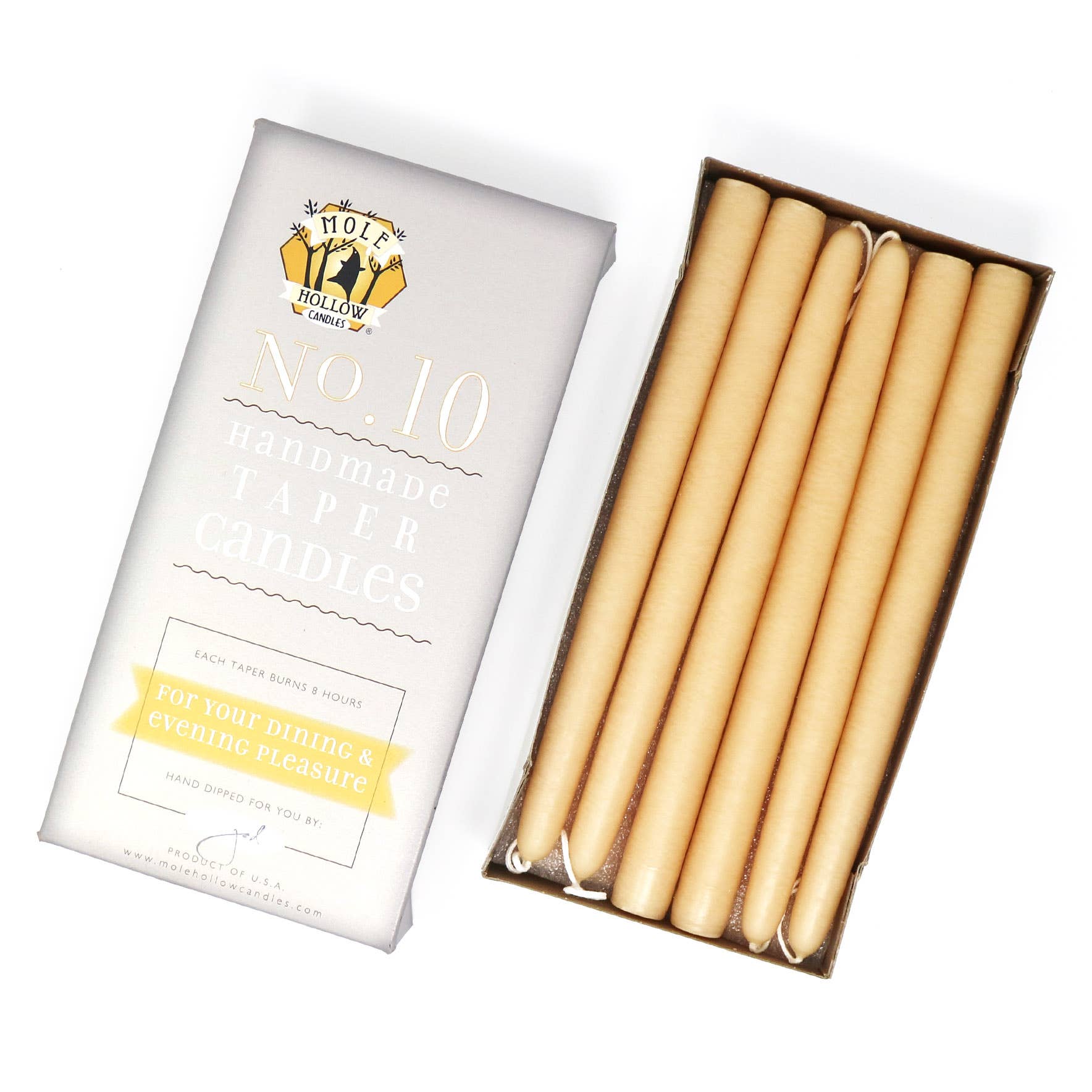 Mole Hollow Candles - Vente Bougies/bougeoirs coniques - Bougies effilées non parfumées trempées à la main de 10" - 39 couleurs fabriquées aux États-Unis8