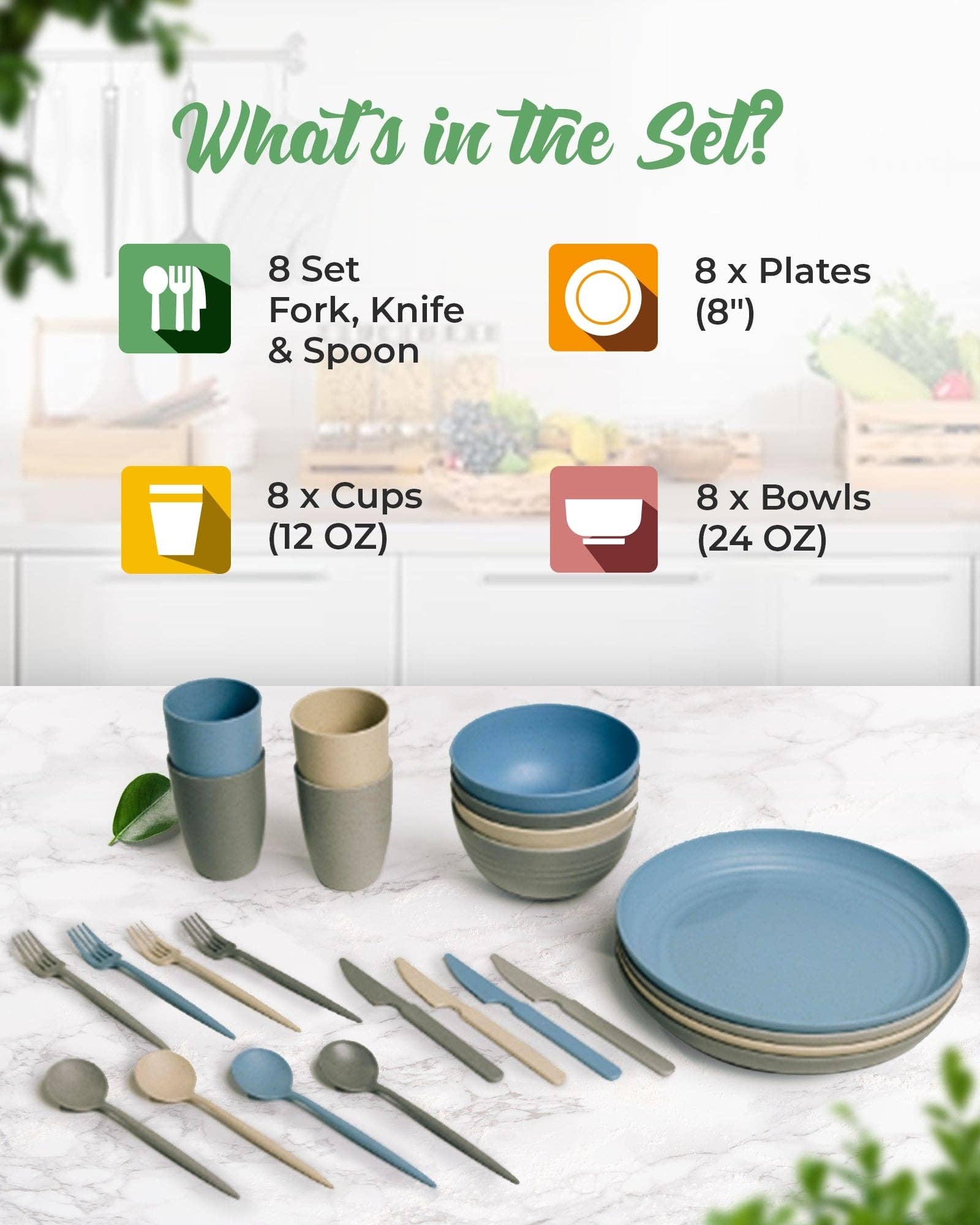 Greendish - Venta al por mayor Conjuntos de vajilla - Conjuntos de vajilla reutilizable ecológica de paja de trigo5