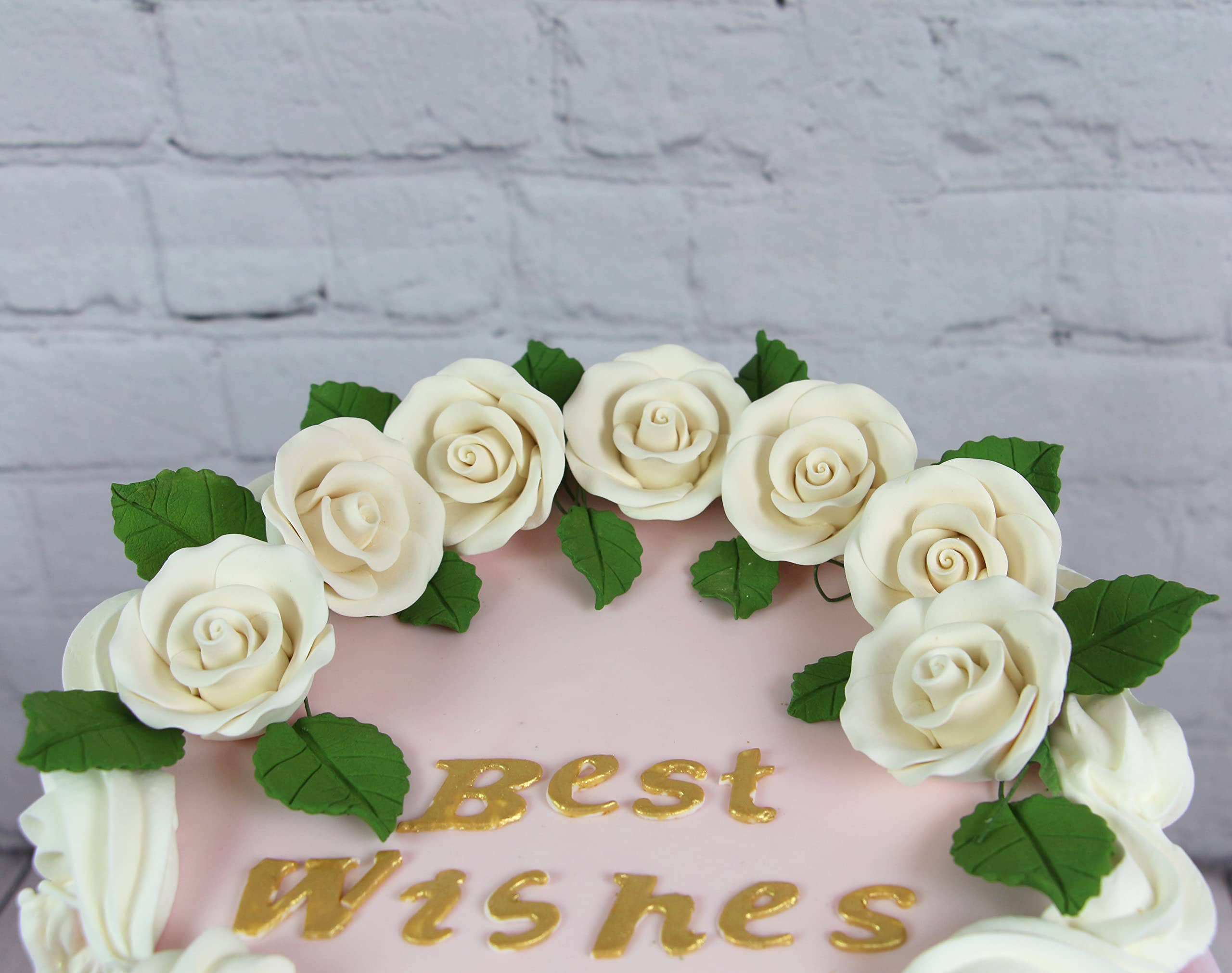 Global Sugar Art - Wholesale Cake/Cupcake Topper - Deluxe White Roses for Cake Decorating, Premium Unwired Sugar Flowers by Global Sugar Art, White, Medium3