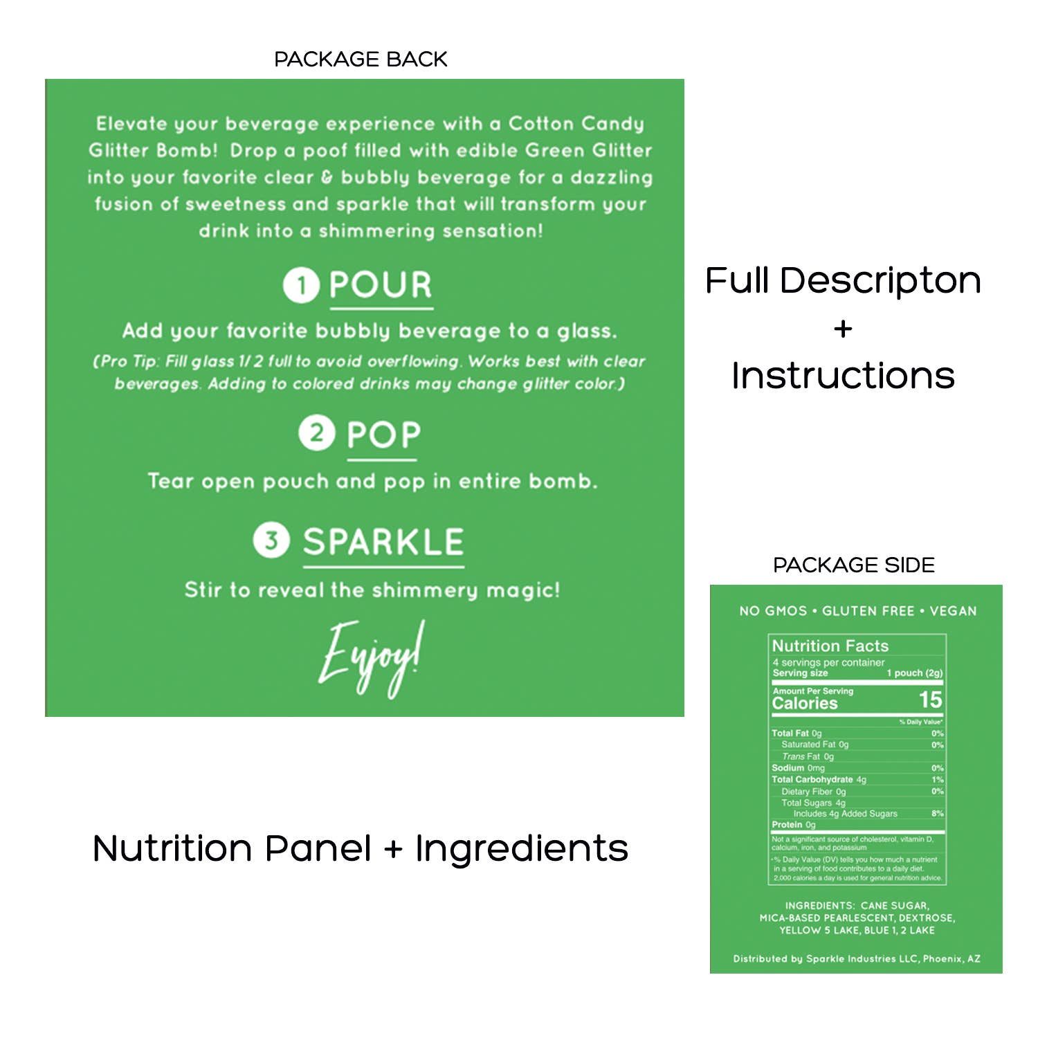 The Glitter Lab - Wholesale Elixir - Green Drink Glitter Bombs for Cocktails, Mocktails & Bubbly4