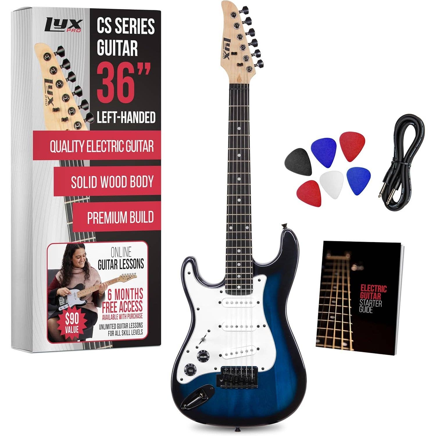 LyxPro – wholesale Musical instrument – CS 36” Beginner Electric Guitar Kit with Amp, Cable & More!13