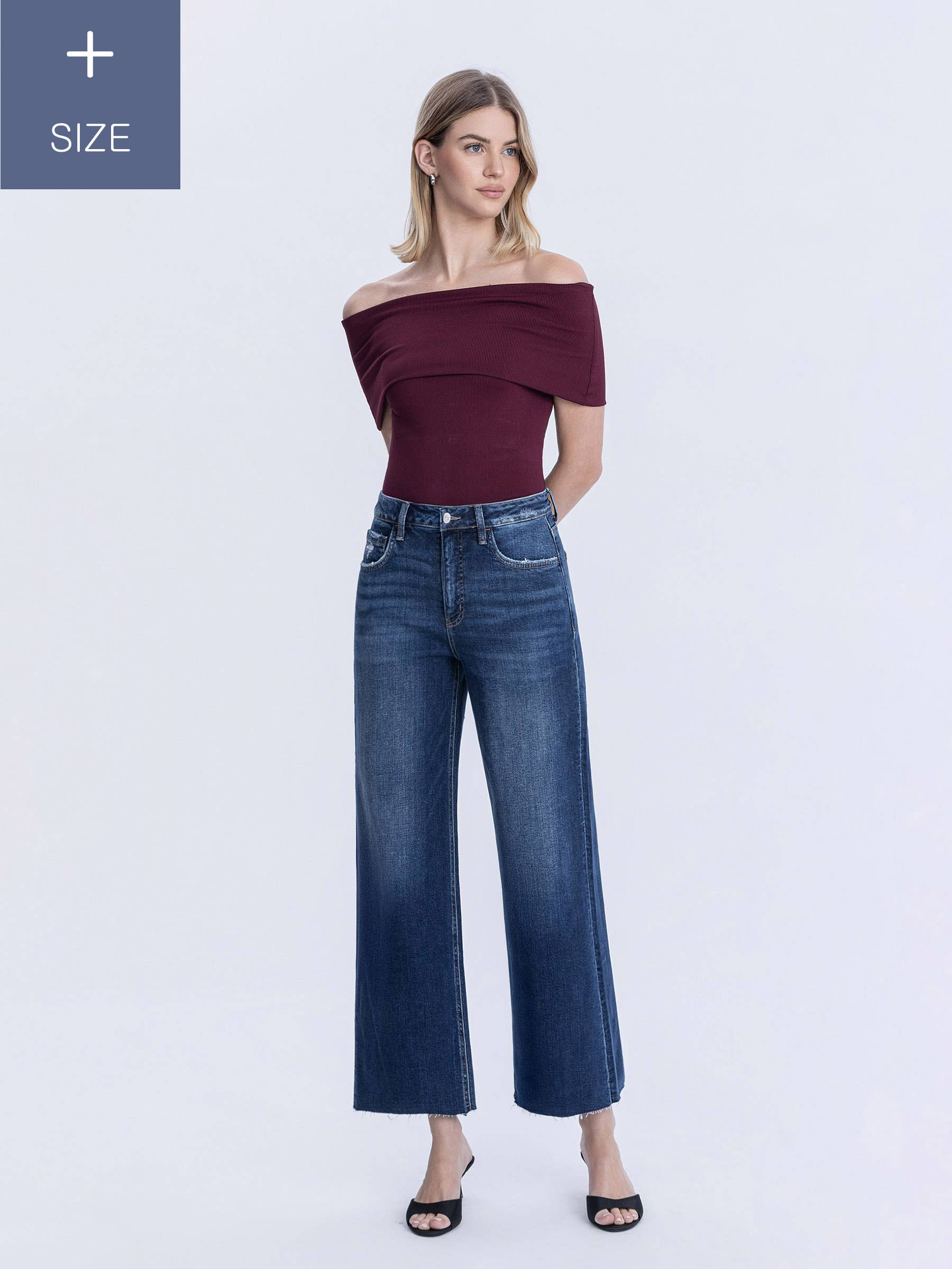 IDÍLICO JEANS DE PIERNA ANCHA DE TIRO SUPER ALTO CON CONTROL ABDOMINAL PLUS LV1353-P de venta al por mayor en Faire6