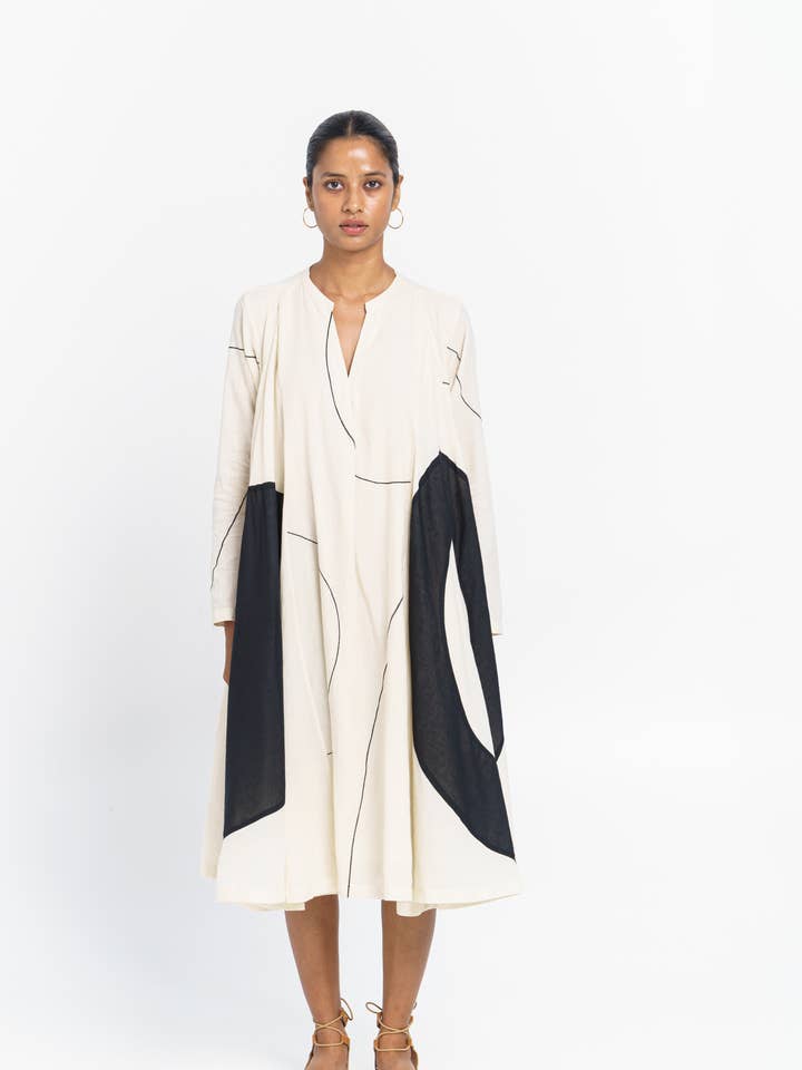 Colour-block midi dress for wholesale by World of Crow llc