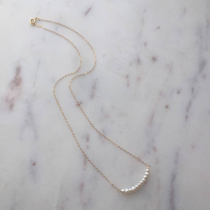 Hunter & Trove - Wholesale Beaded/Pearl Necklace - Tiny Freshwater Pearl Row on 14K Gold fill Necklace (Grace)6