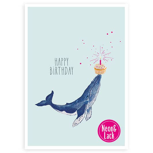 Whale | Neon Postcard for wholesale by Hey!Cards GmbH & Co. KG